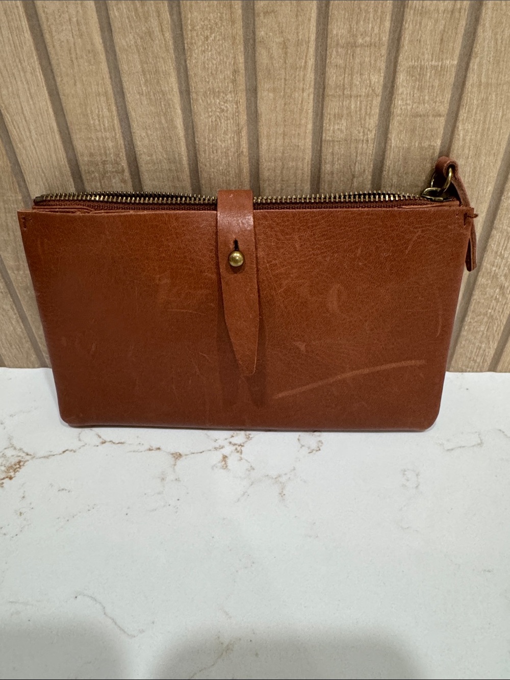 Woman’s Madewell Leather Zip Clutch Wallet - Brown